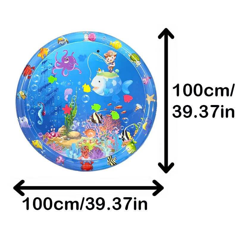 Inflatable Baby Water Play Mat Circle 65 100cm For Tummy Time And Early Learning