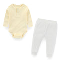 Unisex Baby Pure Color Outfit 2-Piece Set Long Sleeve Bodysuits+Pants 0-24 Months Infant Clothing Simple Onesies Trousers