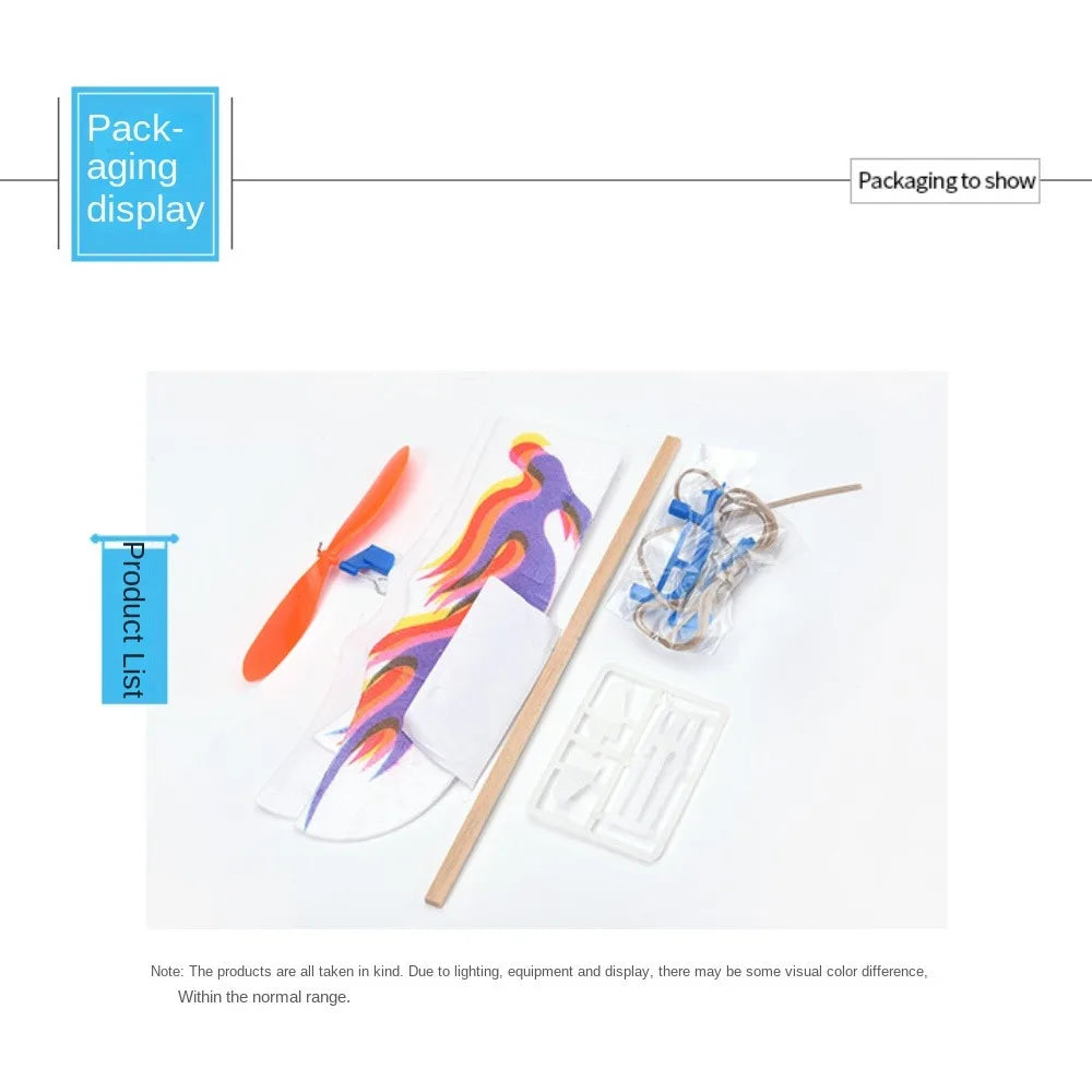 Elastic DIY Flying Glider Airplane Assembly Glider Model Toys Hand Throw Science Toy Flying Plane Model Children