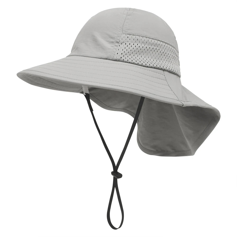 Spring Summer Baby Hat Beach Sun Protection Neck Kids Bucket Hats for Girls Boys Adjustable Children Cap Baby Accessories 6M-6Y