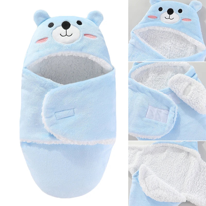 Baby Sleeping Bags Autumn and Winter Soft Newborn Baby Wrap Blankets Cartoon Cocoon for babies Flannel Warm Baby Sleepsack 0-9M