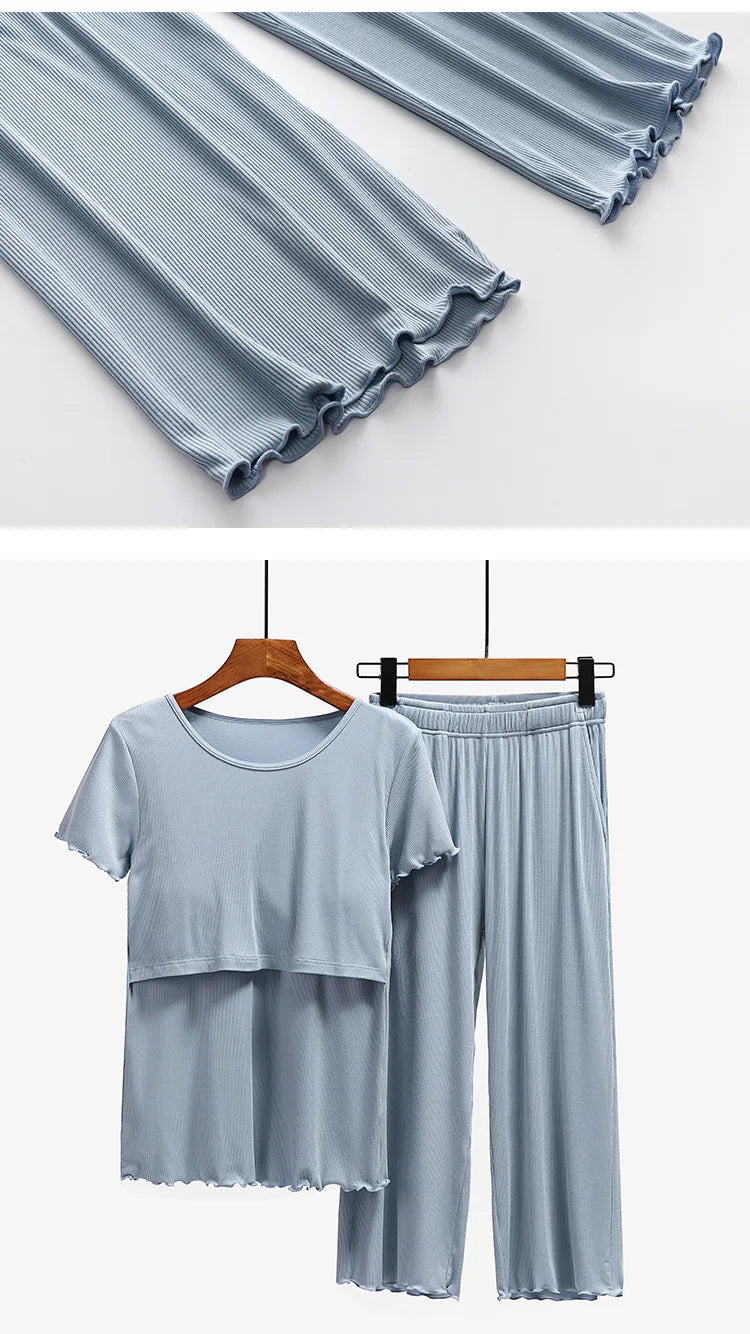 Maternity Clothes set Nursing Sleepwear Breastfeeding Nightwear Pregnant Women Pregnancy Breast Feeding Pajamas Tracksuit Suits