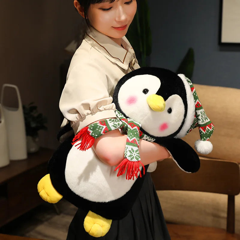 Cute Penguin Wear Christmas Hat Plush Toys Kawaii Soft Stuffed Animals Plushies Doll Christmas Party Decor Children Xmas Gift