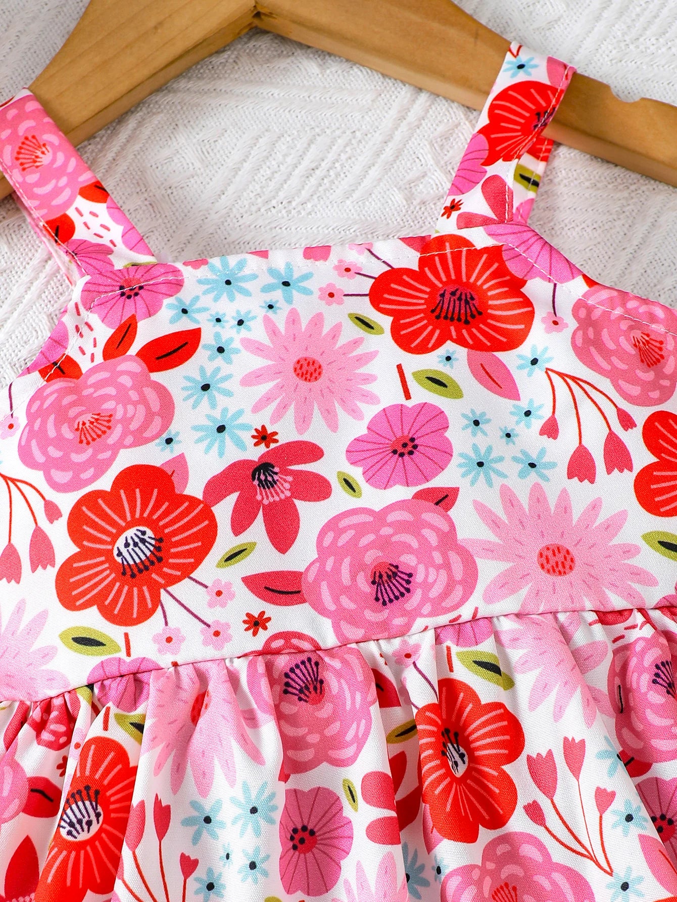 Baby Girl Summer Dress Strap Beautiful Printed Strap Dress+Hat Two Piece Set for 0-3 Year Old Baby Girl Beach Vacation Dress