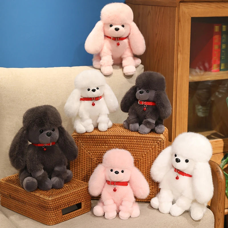 Hot Simulation Color Small Bell Poodle Plush Toys Doll Stuffed Soft Animal Fluffly Curly Hair Dog Lifelike Puppy For Kids Gifts