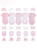 25 Pcs/Lot Baby Boy Girl Clothing Set 0-12 Months Infant Essential Gift Newborn Bodysuits+Hats+Gloves+Bibs+Socks Unisex Clothes