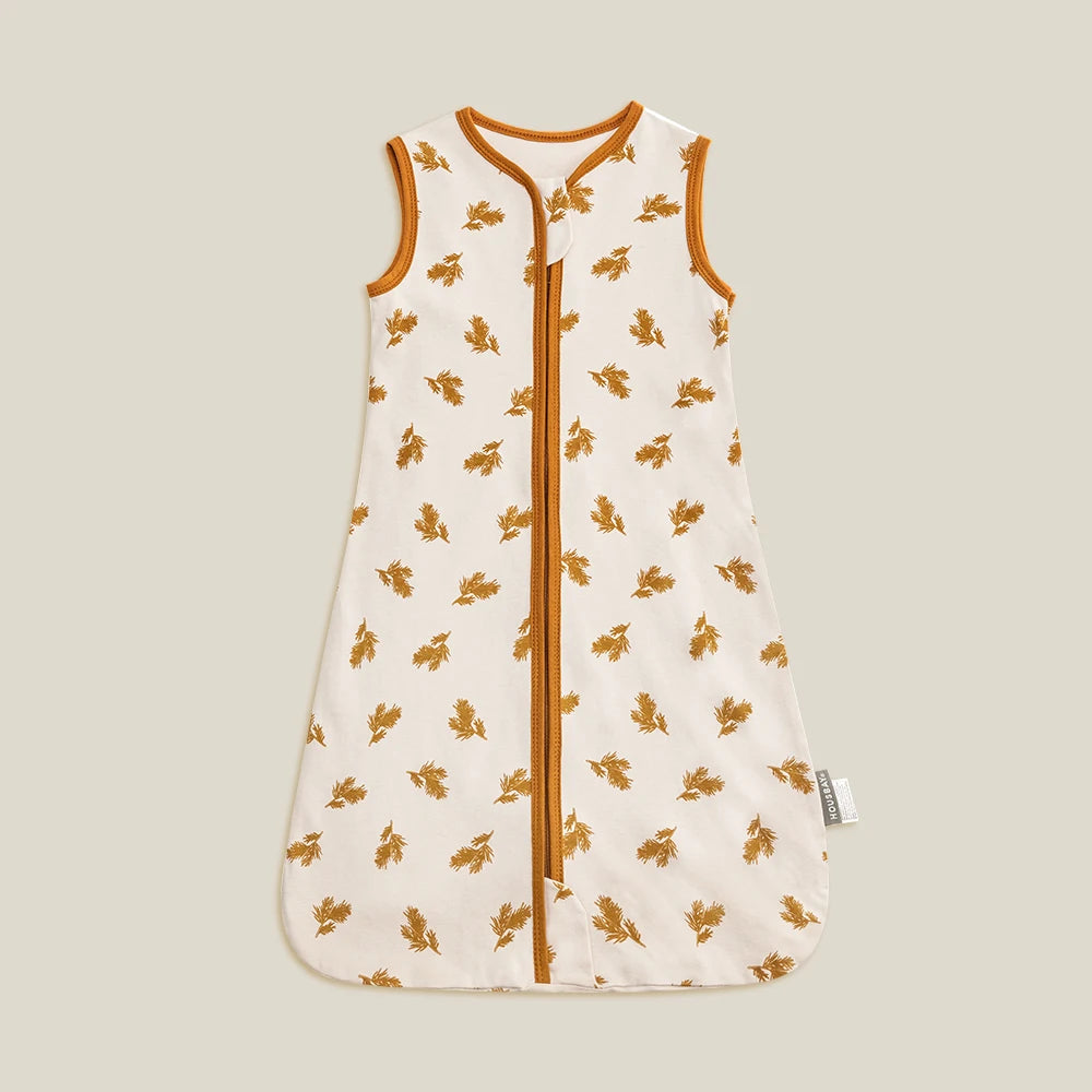 0-24 Months Baby Sleeping Bag Summer Thin Layer Sleep Sacks 0.5Tog One-Piece Sleepwear Beige Wheat Printed Anti-Kick Blanket