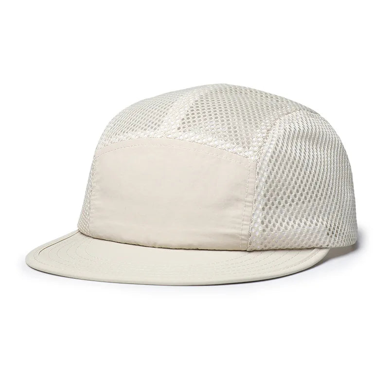 American Retro Five-Panel Baseball Cap Mesh Breathable Flat Brim Outdoor Quick-Dry