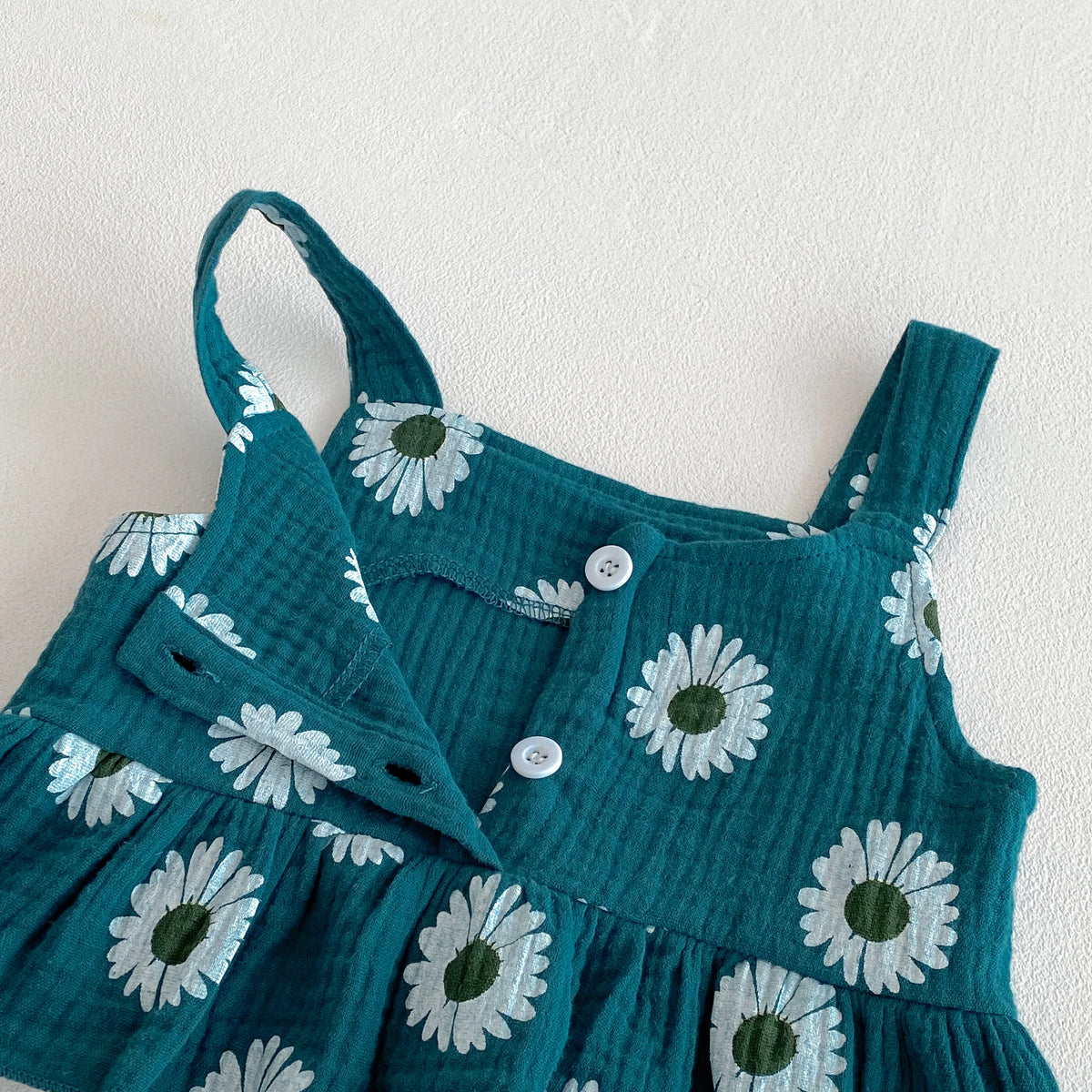 Summer Baby Girl's Daisy Printed Suspenders Top + Lace Shorts Set - Sweet Printed 2-Piece Set