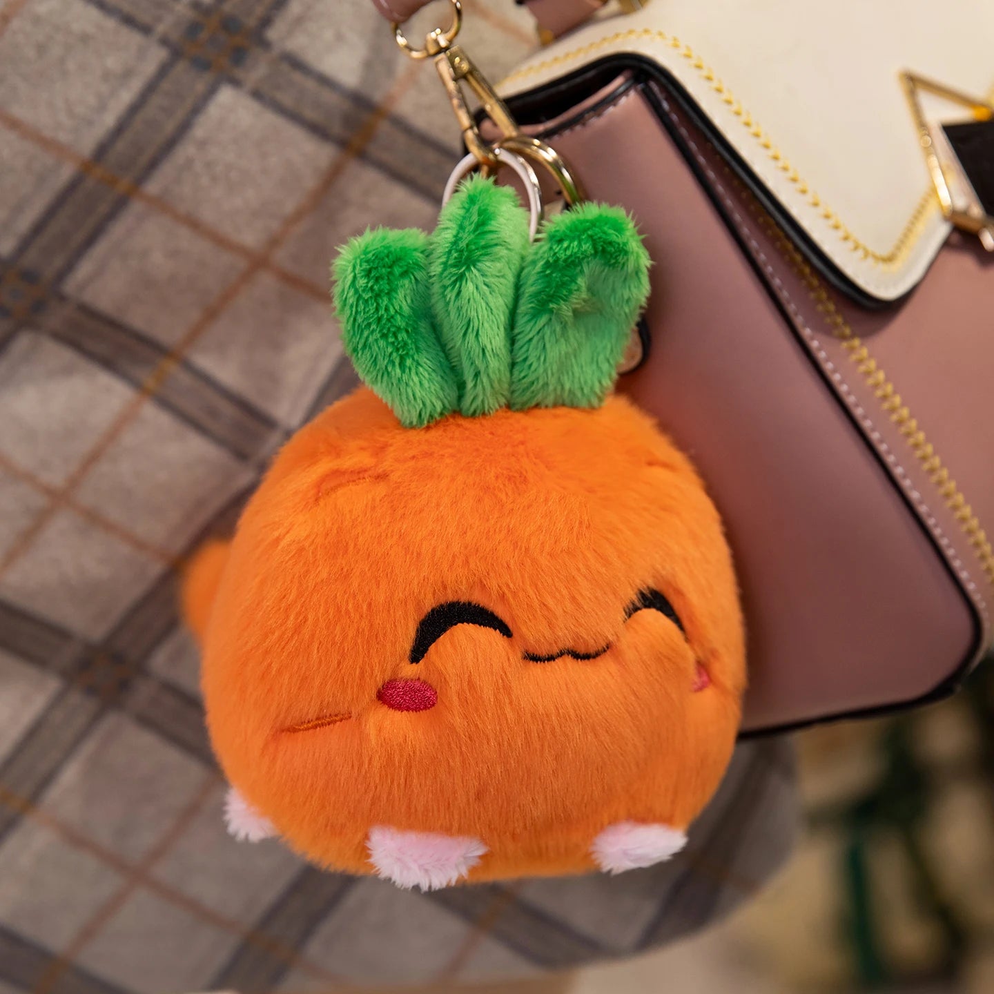 Cartoon Strawberry Plush Toy Cat Pink Soft Stuffed Animal for Cuddly Companionship