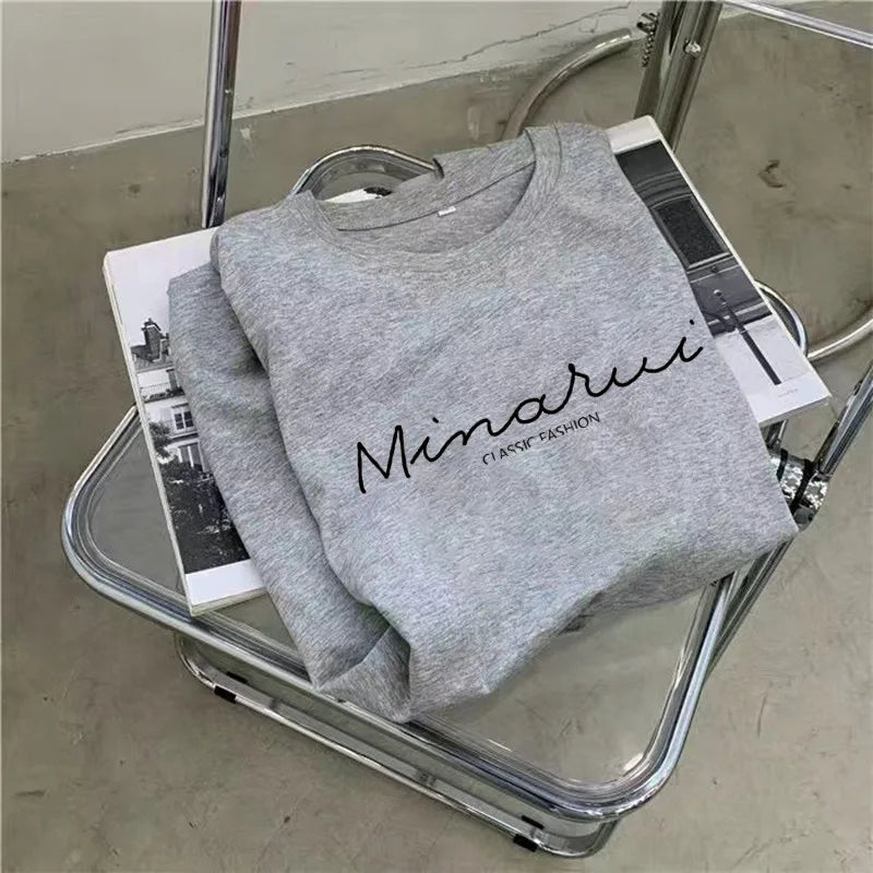 Korean Style Maternity Dress Loose Fit Short Sleeve Letter Print Casual Available White Black Grey Khaki Sizes M To 3XL