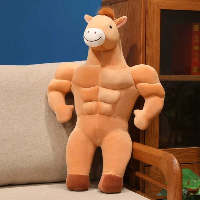Nice Creative And Quirky Strong Muscular Abdominal Muscle Plush Toy Horse Doll Cute Cartoon Anime Doll Decoration Christma Gift