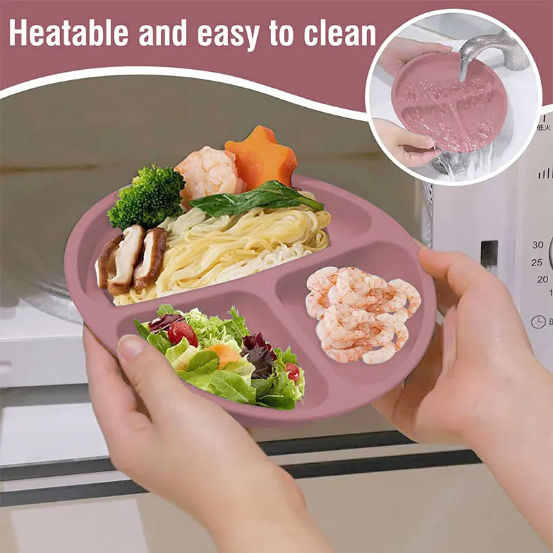 1/5Pc BPA Free Silicone Baby Feeding Set Sucker Bowl Dinning Plate Straw Cup Spoon Forks for Kids Baby Tableware Children Dishes