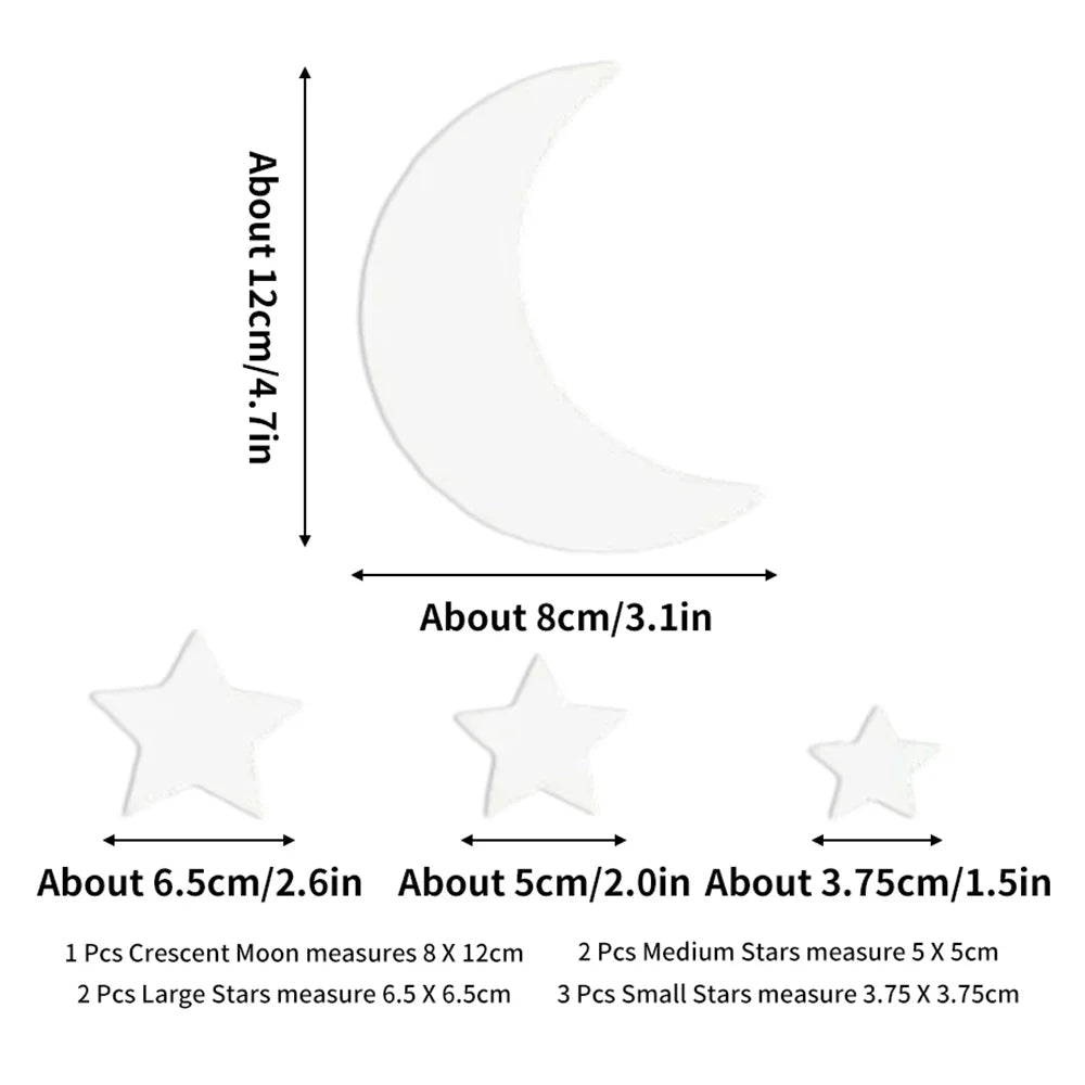 8Pcs/Set Ins White Wooden Moon and Star Garden Nursery Collection Wooden Wall Decoration Celestial Wall Art, Playroom Sign, Bohemian Home Wall Decor