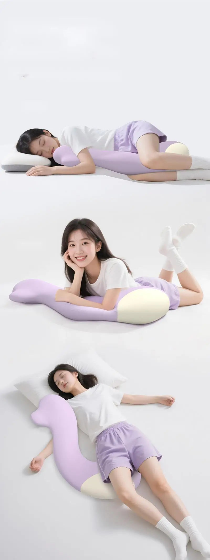 Bed Pillow Long Body Pillow Hips Lower Back Support Washable Cover Multipurpose for Side Sleeper Pregnancy Pillow for Bed