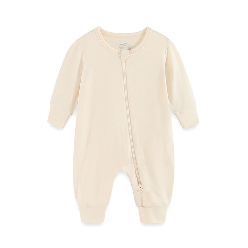 Kiddiezoom Four Seasons Long Sleeve Zipper Romper Unisex Infant Jumpsuit Rayon 1Pcs