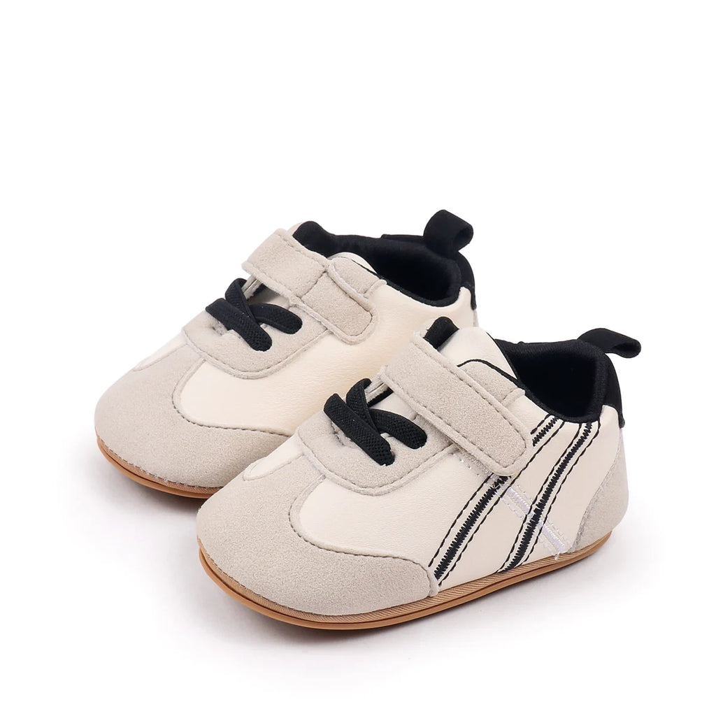 2025 New Spring Autumn Baby Girls and Boys Casual Sneakers TPR Sole Anti Slip Fashion Design PU Patchwork Infant Walking Shoes
