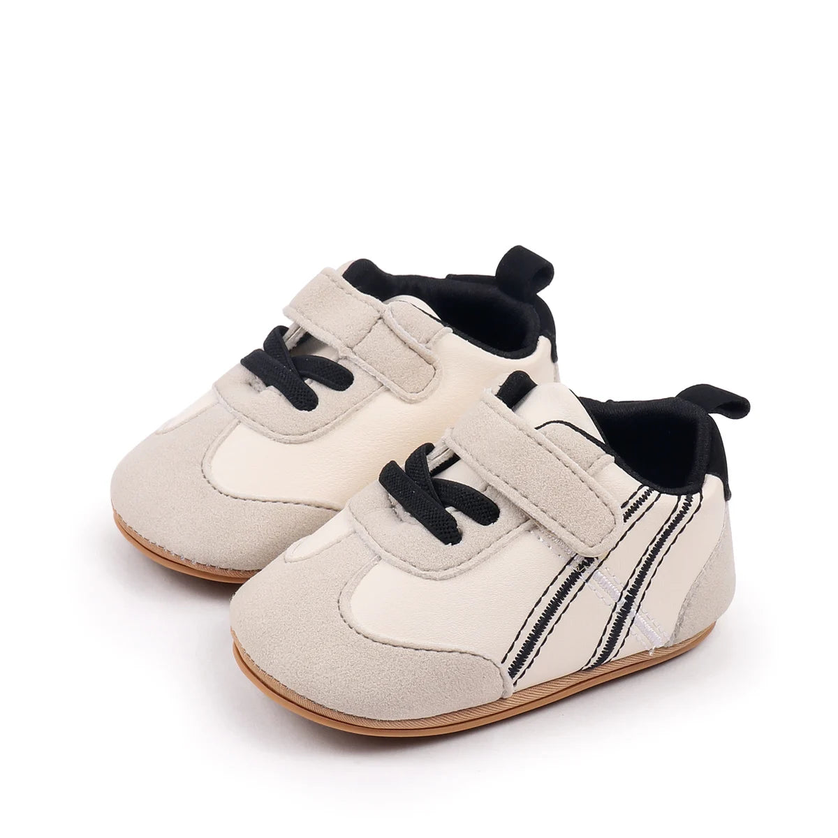 2025 New Spring Autumn Baby Girls and Boys Casual Sneakers TPR Sole Anti Slip Fashion Design PU Patchwork Infant Walking Shoes