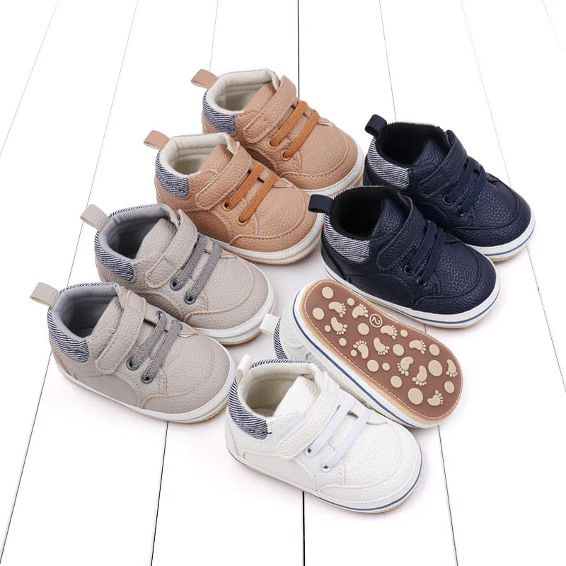 2025 Baby Sneaker Spring and Autumn Style High Quality PU and TPR Sole Newborn Toddler Prewalk Shoes Outdoor Water Proof BNB3093