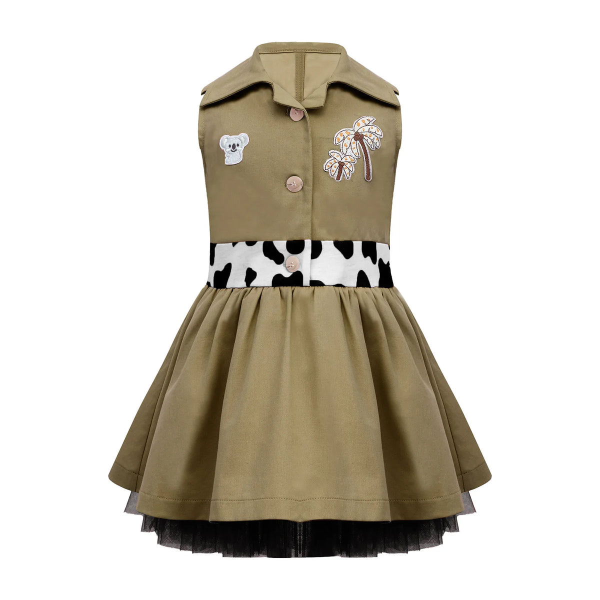 Toddler Baby Girls Zookeeper Suit Sleeveless Cute Animal Embroidery Tulle Dress Birthday Party Cake Smash Zoo Keeper Outfits