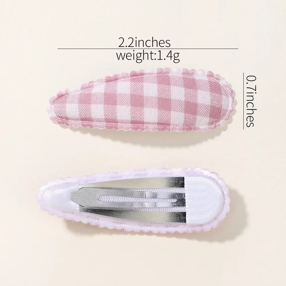 10pcs/set Baby Kids Fresh Print Cotton Alloy Hair Clips Fabric Plaid BB Hairpins Toddler Hairgrips Headwear Hair Accessories