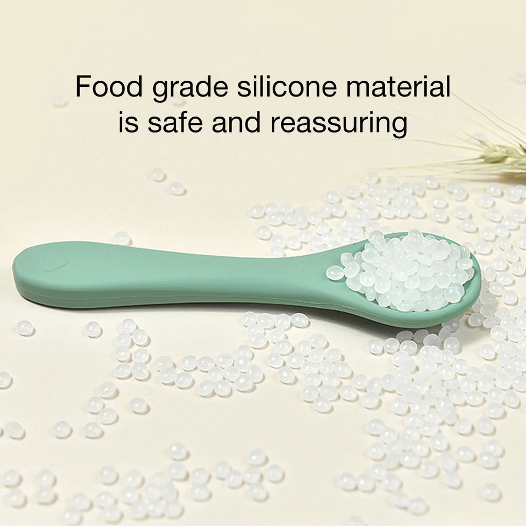 Soft Silicone Baby Feeding Spoon BPA Free Newborn Infant Weaning Spoon Heat Resistant Chewable Training  Daily Feeding Tableware