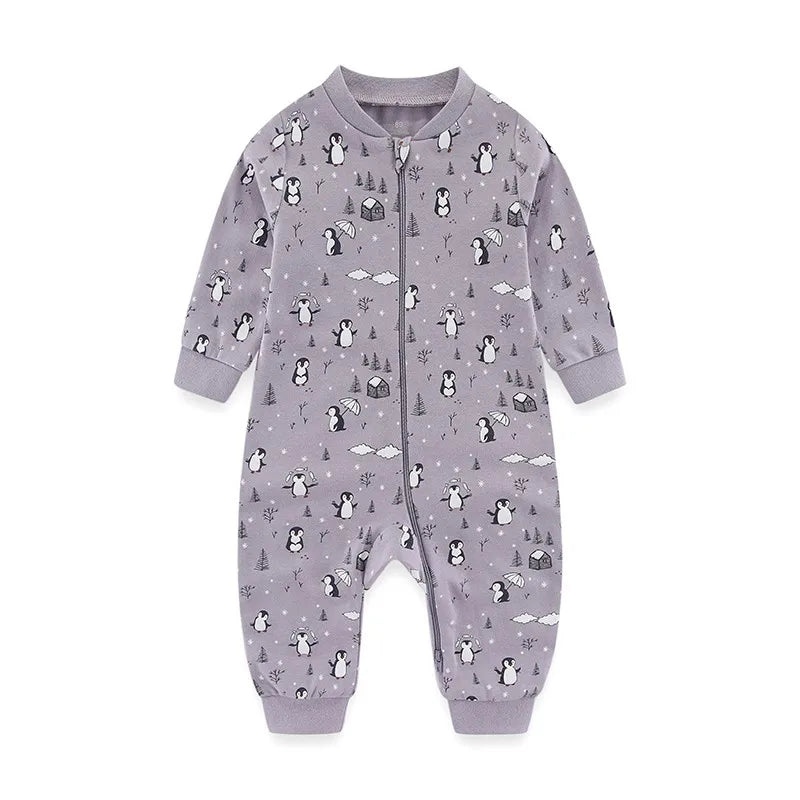 Kiddiezoom 1/2Pcs Fashion Christmas Cartoon 100%Cotton zipper Baby Boy Girl Rompers Soft newborn Clothes