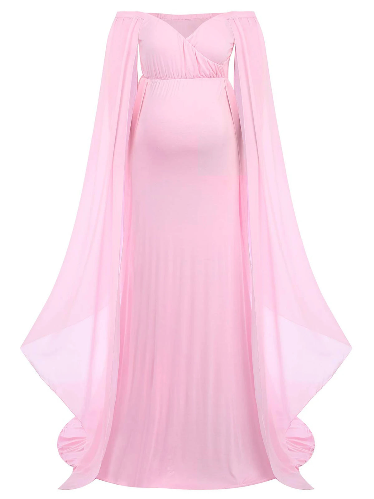 Maternity Long Dress With Shawl Trailing Robe Floating Sleeves For Baby Shower Maternity Photo Shoot Model MTLSW21
