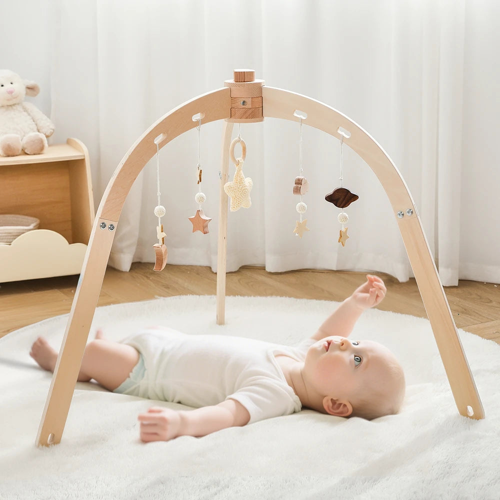Baby Wooden Gym Frame Gym Activity Bird Tripod Gym Frame for Toddle Play Gym Mobile Hanging Sensory Toys Baby Room Decorations