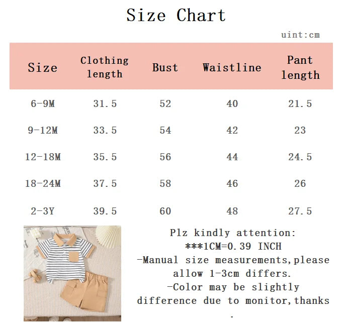 2025 Baby Boys Summer Set with Collar Striped Short Sleeves and Shorts Two Piece Set Suitable for 0-3 Year Toddlers Baby Boys