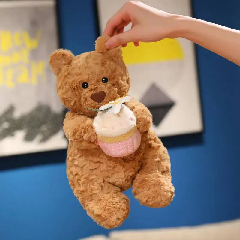 Kawaii Healing Cake Bear Doll Pillow - Cartoon Anime Stuffed Plush Toy Cute Birthday Gift for Children Fun Soft Doll