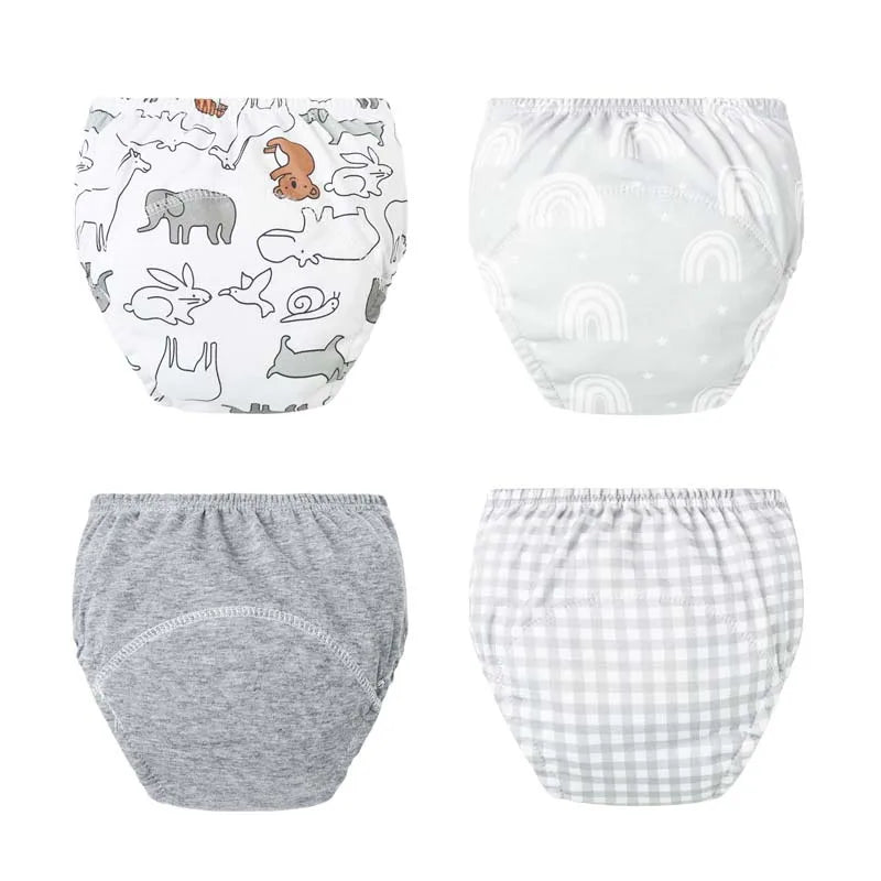 4Pcs Baby Diaper Training Pants Toddler Underwear Cotton Washable Infant Nappies Cloth Diapers Reusable Kids Shorts 11-18kg