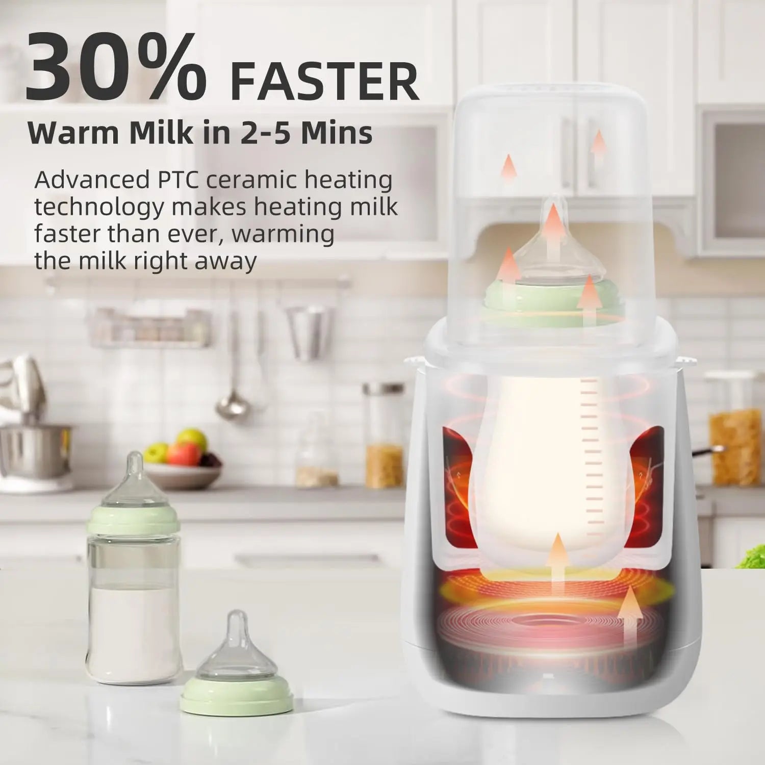 TINSOL Milk Warmer Warmer and Steriliser 6 in 1 Multifunction Breast Warmer Precise Temperature Control Baby Bottle Warmer
