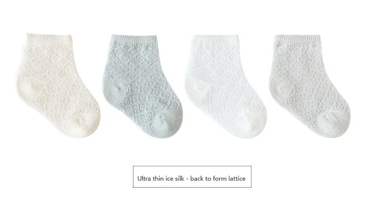4 Pairs/Lot  New Baby Socks Mesh Thin Newborn Socks Combed Cotton Boneless Soft Summer Baby Socks For Gift