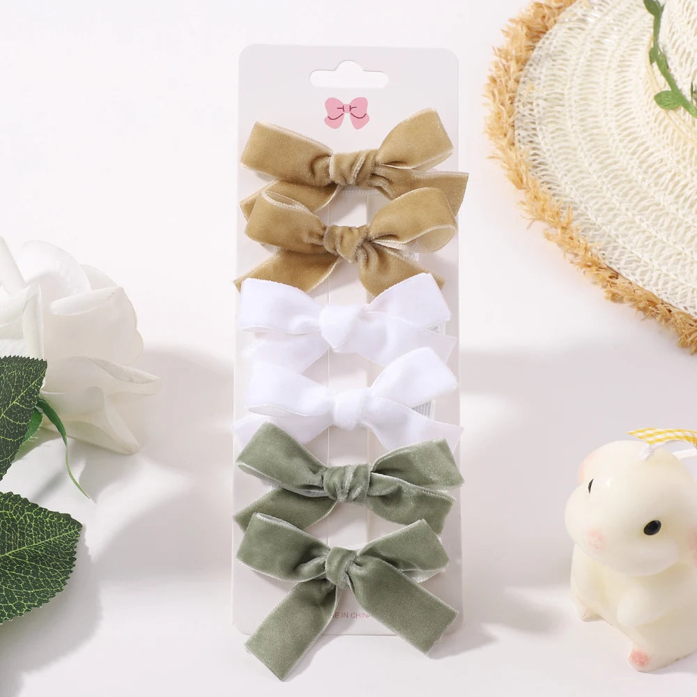 6Pcs Solid Ribbon Bows Hair Clips Cute Handmade Bow Hairpin Barrettes Headwear for Baby Girls Kids Hair Accessories Gifts