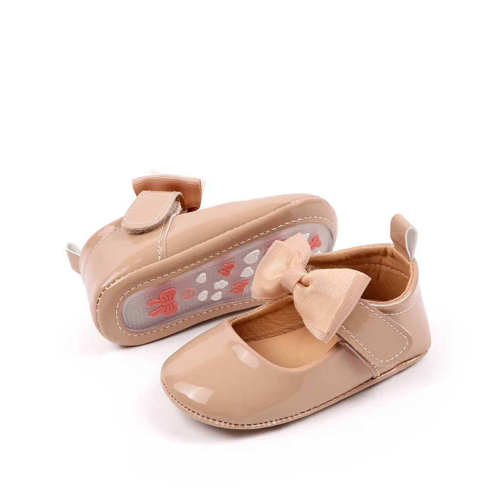 Spring And Autumn Baby Girls Cute Solid Color Bowknot Decor Soft Sole Flats Shoes First Walkers Non-Slip  Princess Shoes 0-18M