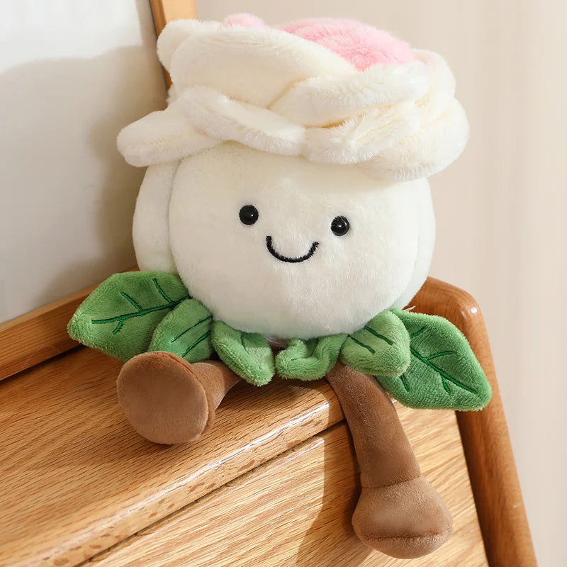 Rose Flower Plush Doll 22cm Cartoon With Legs Pink Blue White Home Decoration For Children