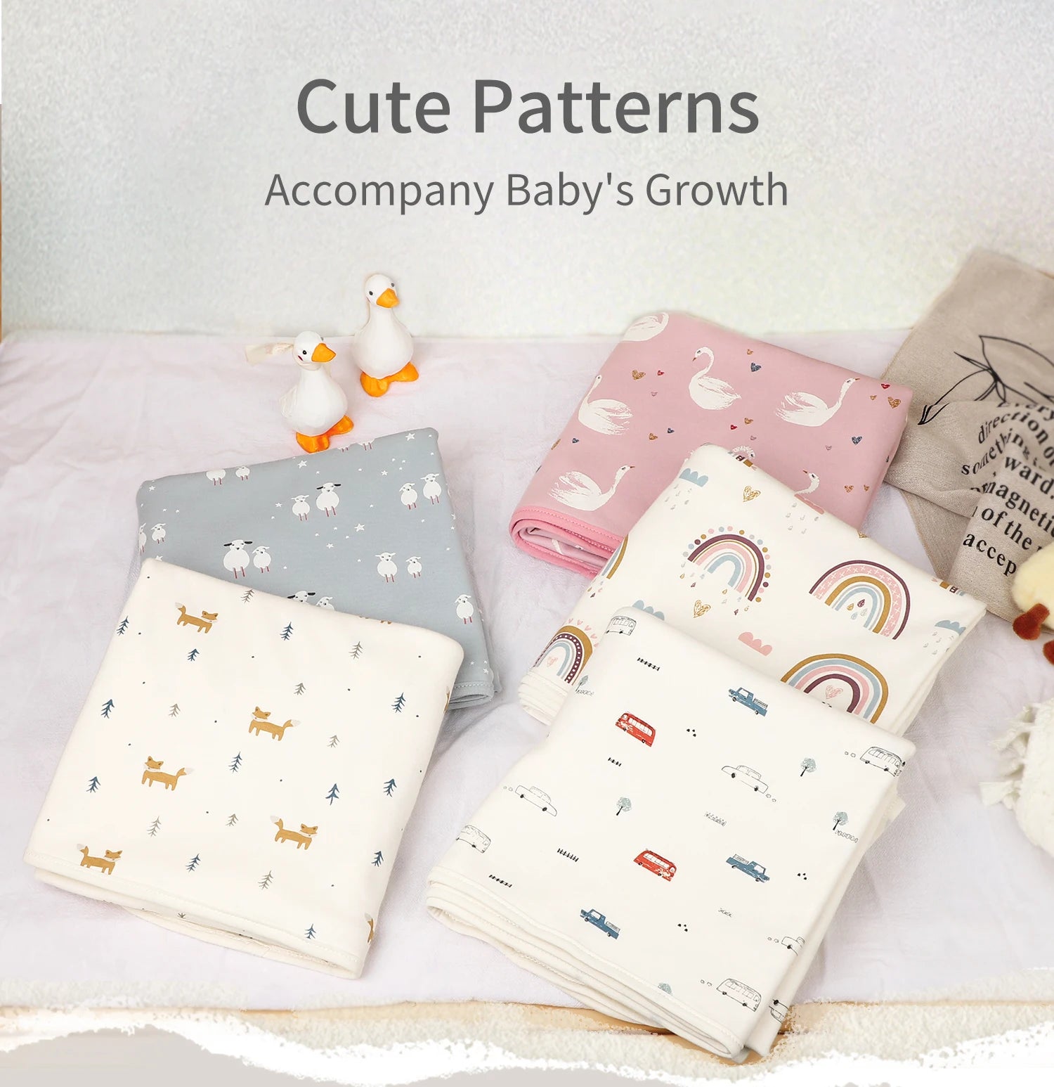 INSULAR Child Cotton Cover 2-layer Infant Swaddling Quilt Kid Nap Blanket Breathable Baby Blanket Skin-friendly Multi-functional