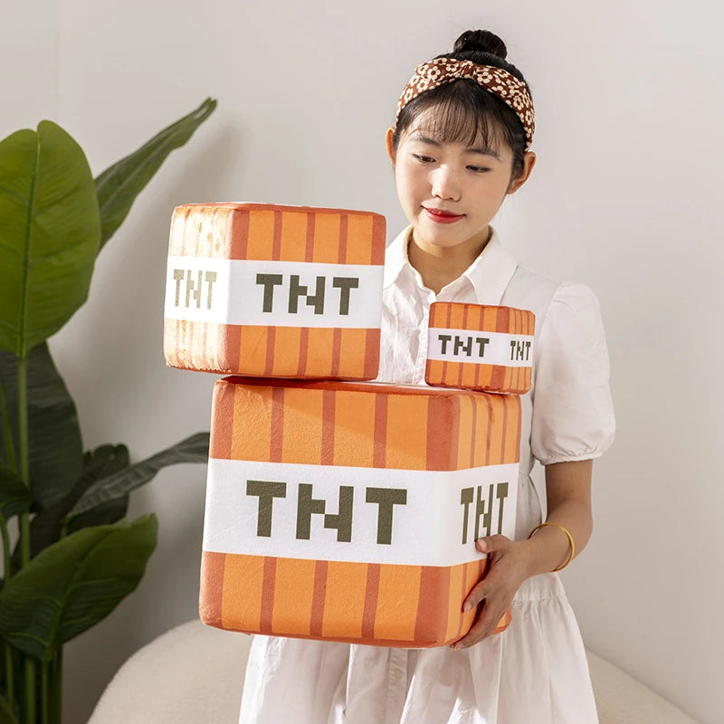 Nice Tnt Plush Pillow Cube Bomb Toy Key Chain Pendant Soft Plush Stuffed Toys Xmas Birthday Gifts For Kids Spoof Decoration