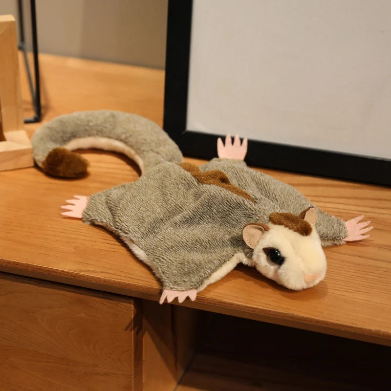 Super Cool Flyling Sugar Glider Plush Toy Cozy Soft Flying Squirrel Hand Puppet Cute Pet Toy Funny Gift for Kids