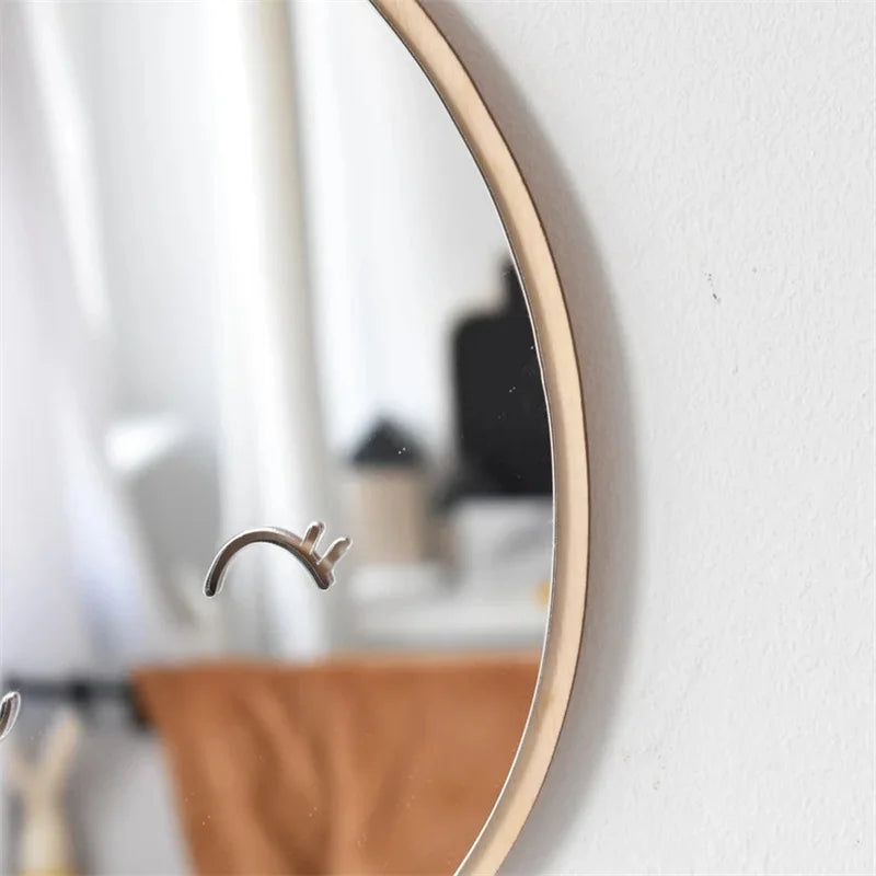 Scandinavian Style Lemon Wood Wall Mirror - Anti-Shattering.
