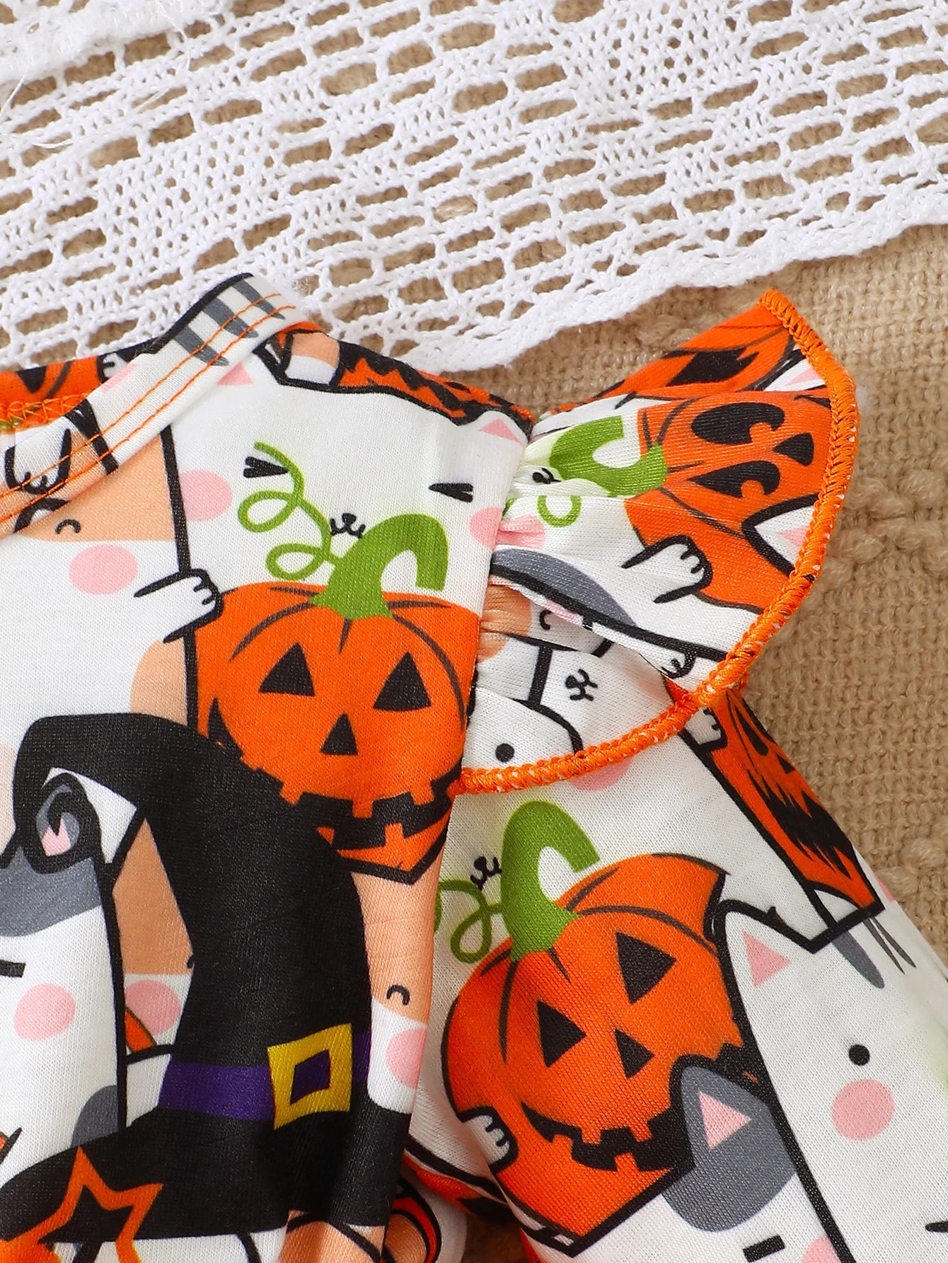 0-3 Year Girl Halloween Dress Round neck Cartoon Halloween Element  Tulle Long sleeved Dress Girl Halloween Party  Dress