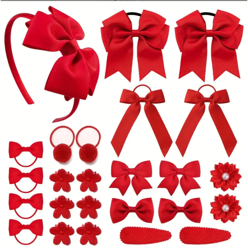 Hair Accessories Set 25Pcs Bow Hair Clips Headbands And Ties For Kids Girls Princess Bowknot Hairwear
