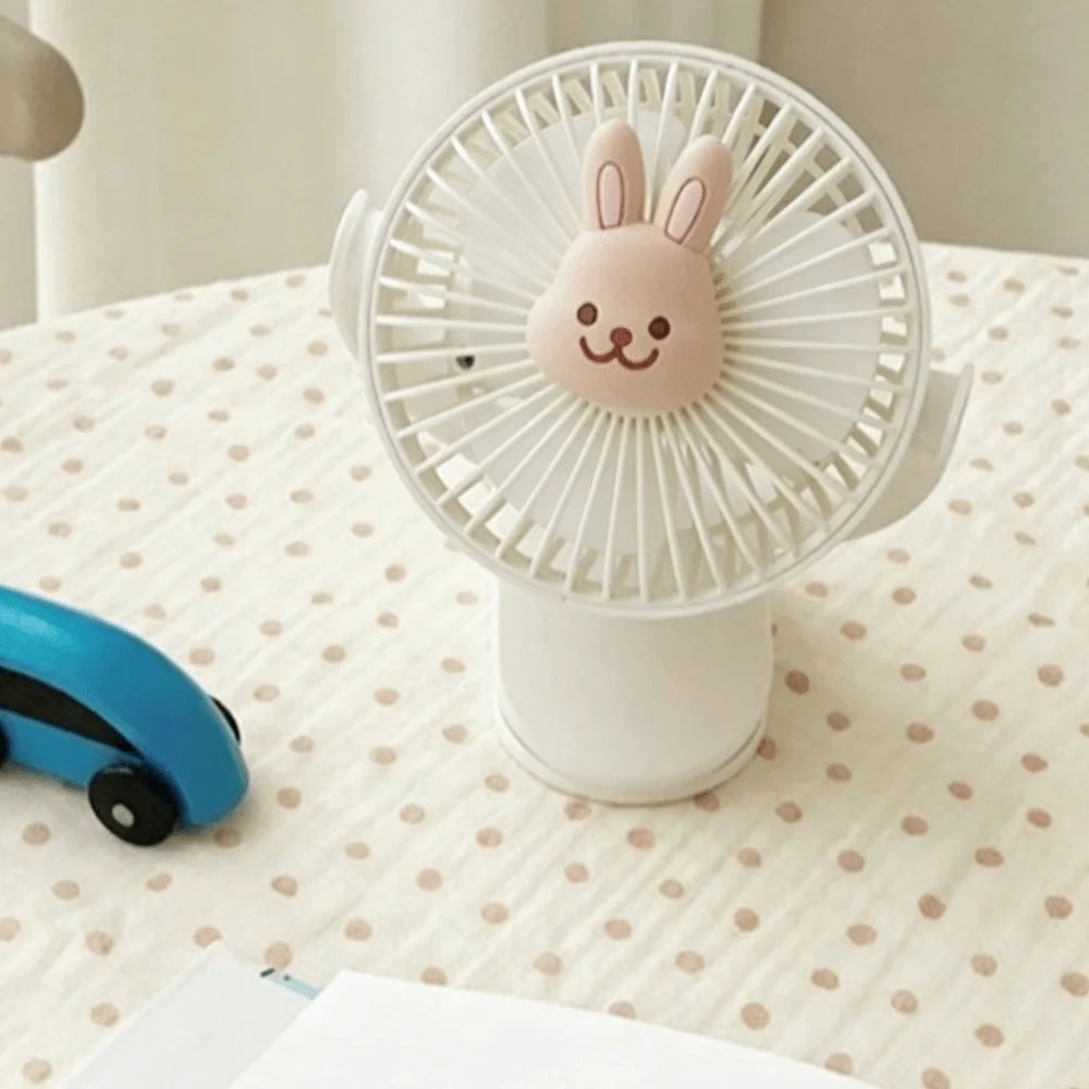 3 Speeds Cart Stroller Fan Bear Lithium Battery Portable Outdoor Fan Noiseless USB Rechargeable for 3.7V1200mAh
