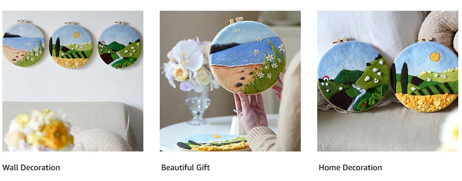GATYZTORY DIY Wool Painting Kit With Frame Felting Needles Handmade Picture Kit Hot Air Balloon For Home Decors Crafts Gift