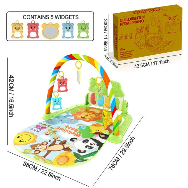Baby Music Activity Gym Rug Play Mat For Newborns With Adjustable Piano Keyboard And Lights