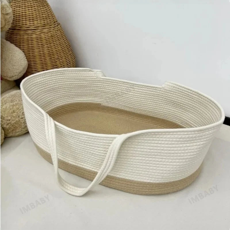 Portable Cotton Rope Baby Moses Basket Two In One Nursery Storage And Sleeping Nest Model 2in1