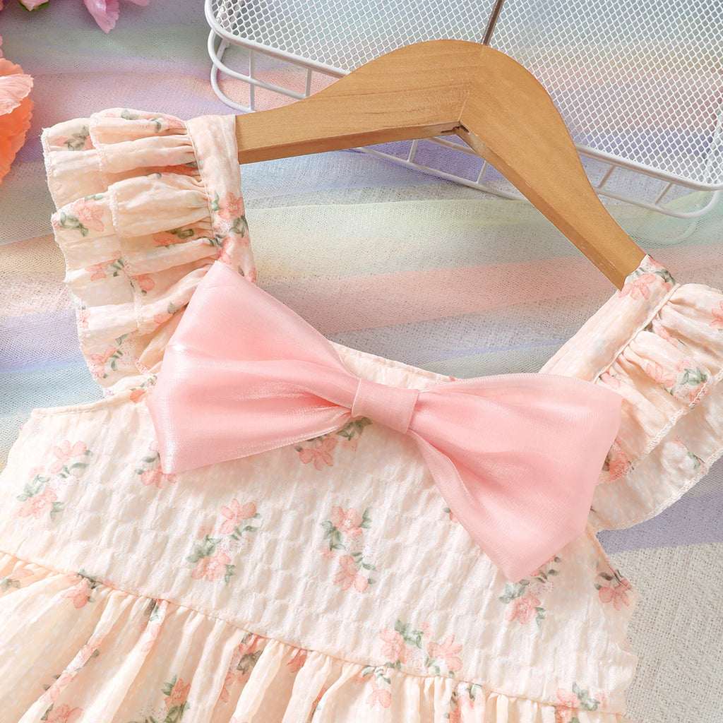 Children Girl Summer Dresses Small Floral Bow Princess Dresses Birthday Party Dresses for Girls aged 1-6 Years Costume for girls