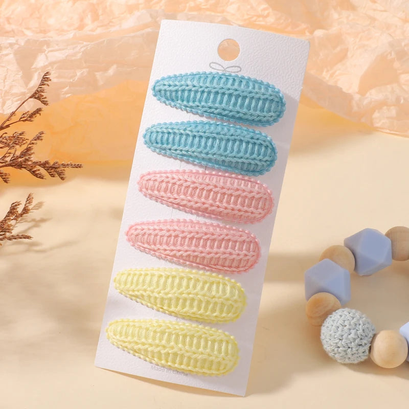 Hair Clips Set 6Pcs Cotton Fabric Plaid Alloy Hairpins For Kids Girls Toddlers Baby