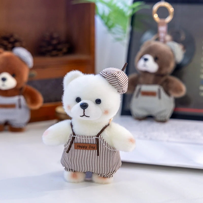 10cm New Kawaii Little Bears Pendant Plush Toy Stuffed Soft Animal Cartoon Bear Backpack School Bag Keychain Decor for Kids Gift